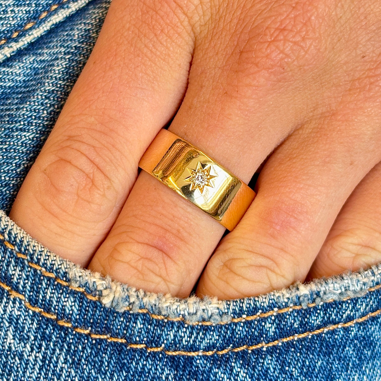 Antique, 1900s diamond solitaire gypsy ring