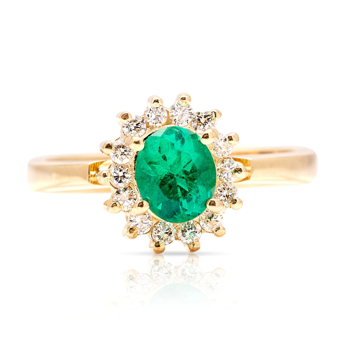 Vintage, 1980s emerald & diamond cluster ring