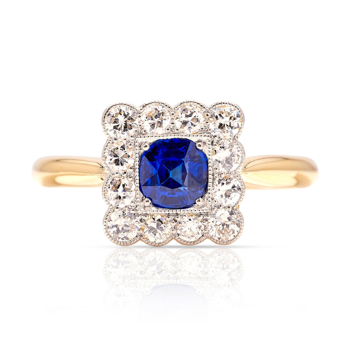 Antique, Edwardian sapphire & diamond cluster ring