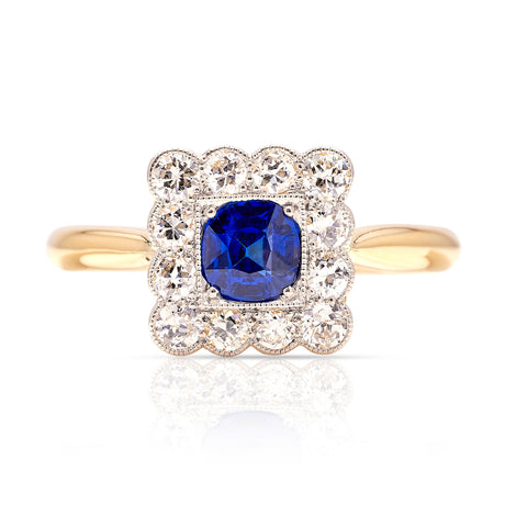Antique, Edwardian sapphire & diamond cluster ring