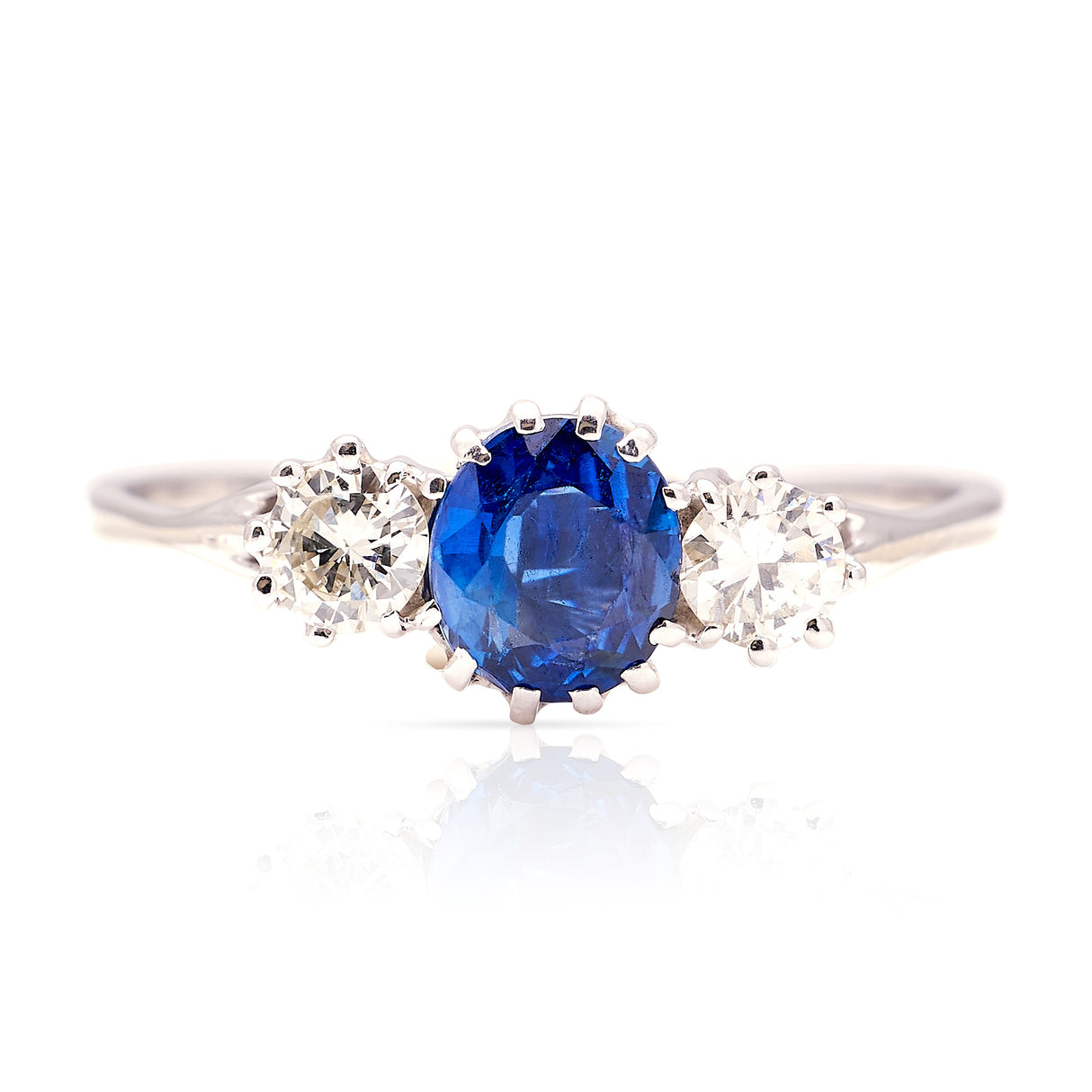 Vintage, 1960s sapphire & diamond three-stone ring