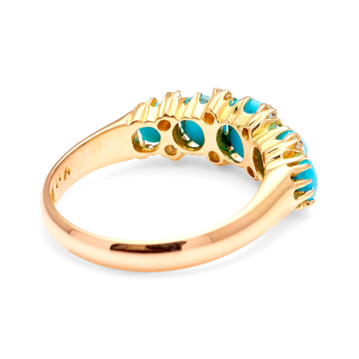 Antique, Edwardian turquoise half-hoop ring