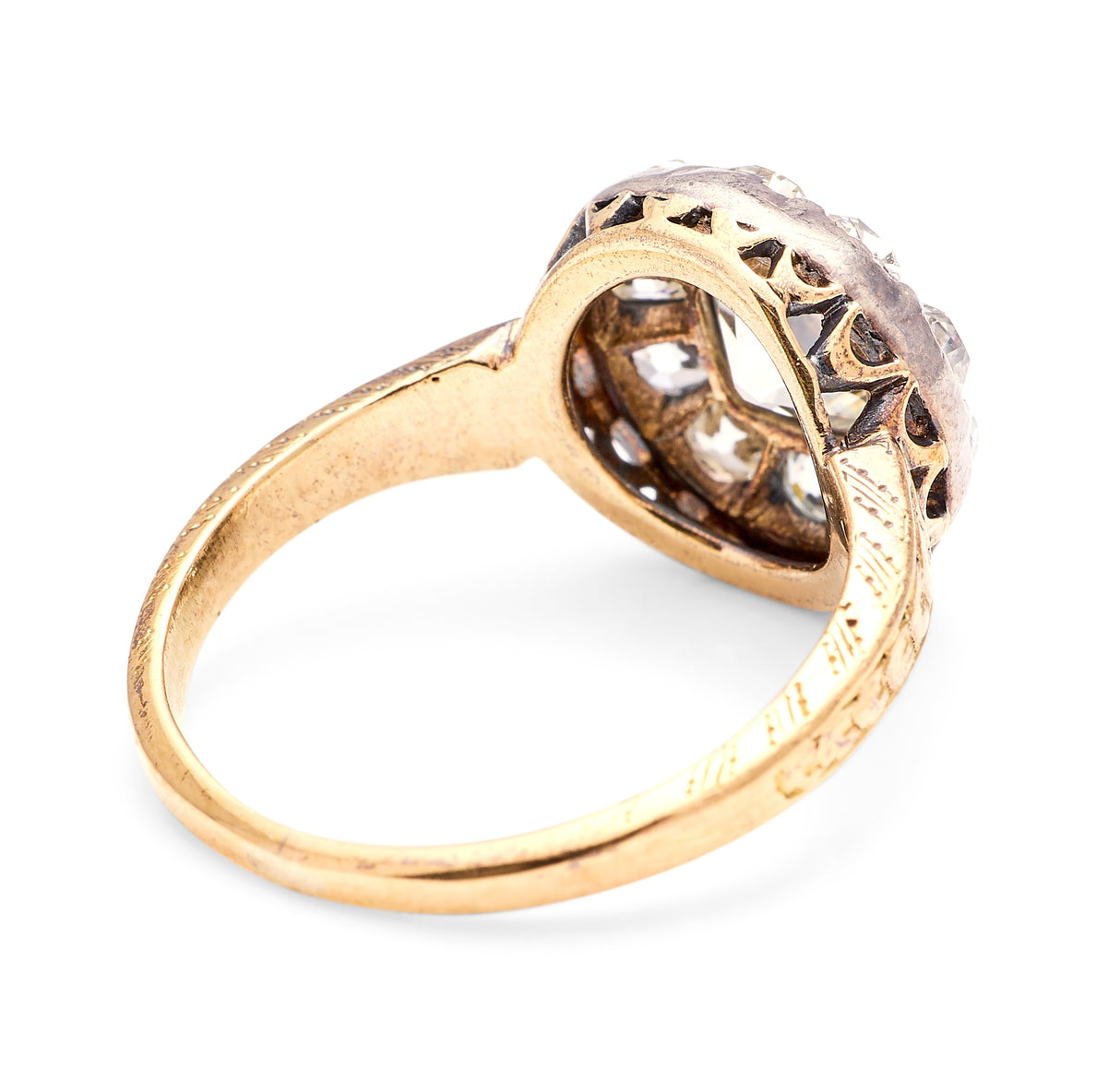 Antique, Georgian old mine-cut diamond cluster ring