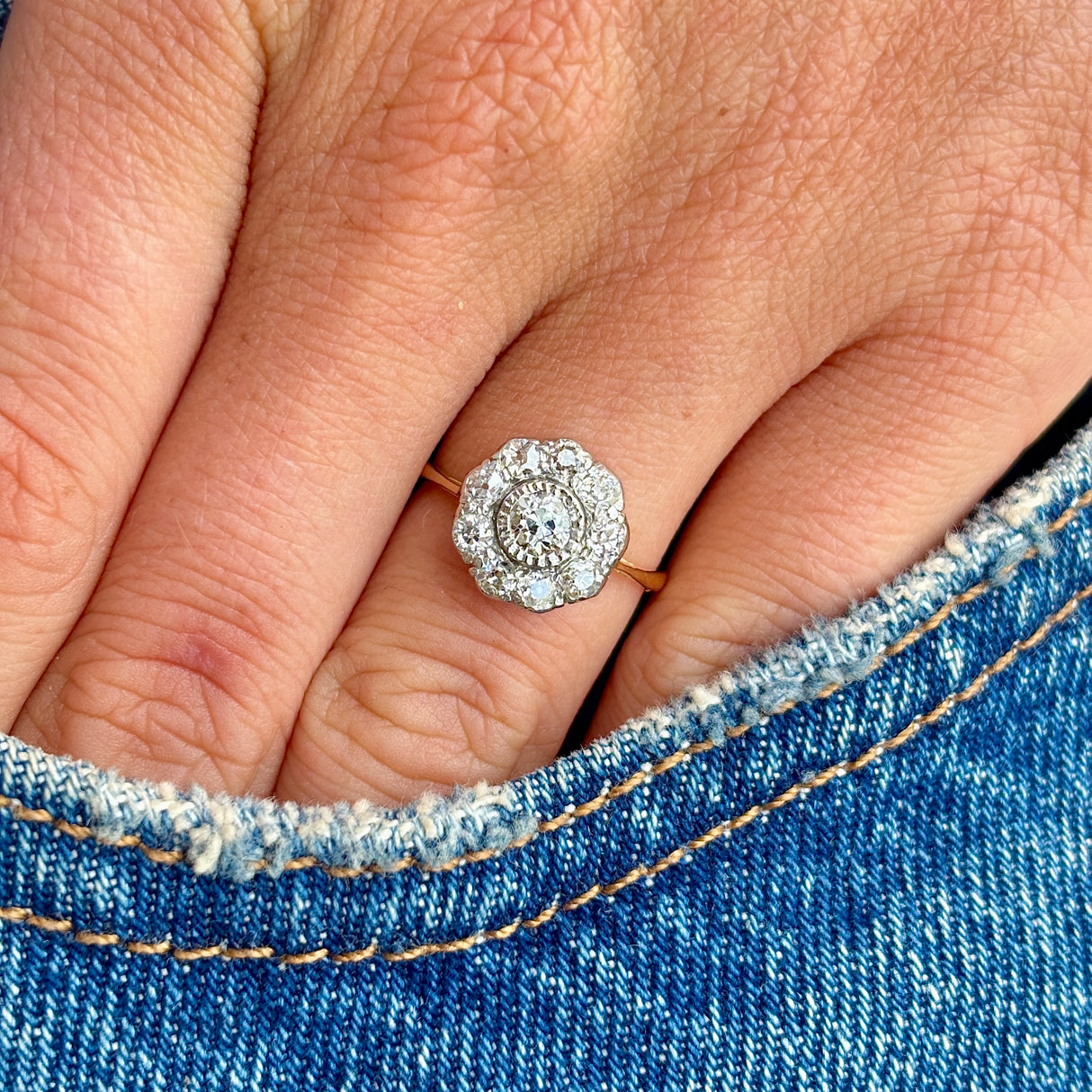 Vintage, 1950s diamond cluster engagement ring