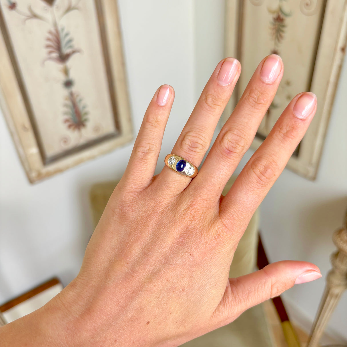 Antique, Victorian sapphire & diamond three-stone ring