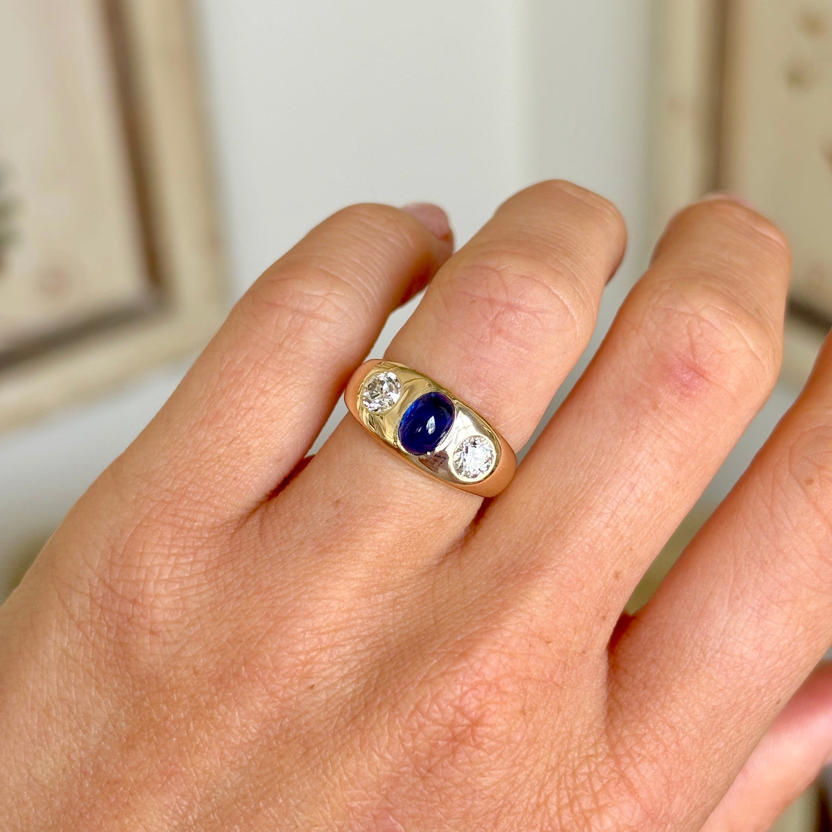Antique, Victorian sapphire & diamond three-stone ring