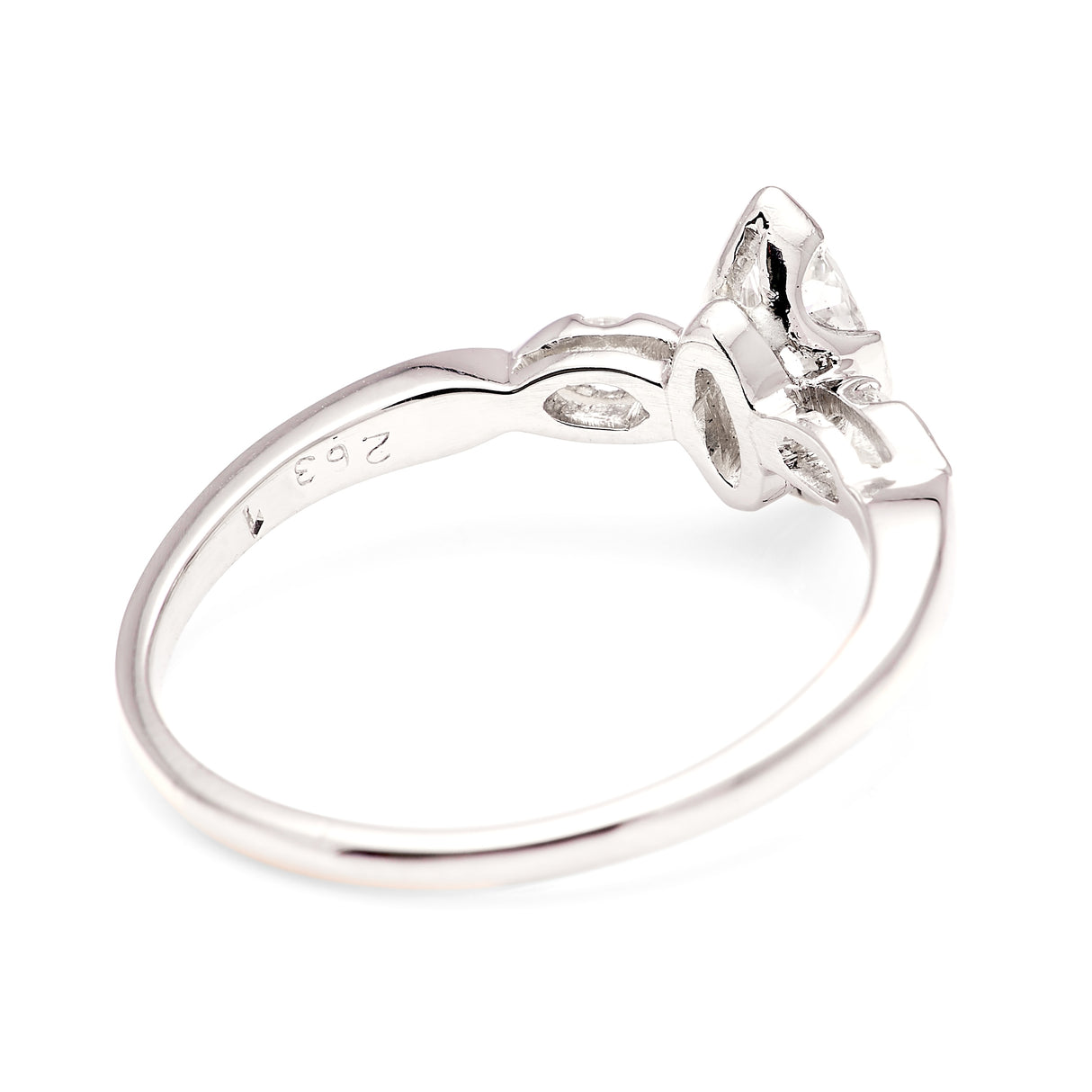 Vintage, 1950s marquise-cut diamond three-stone ring