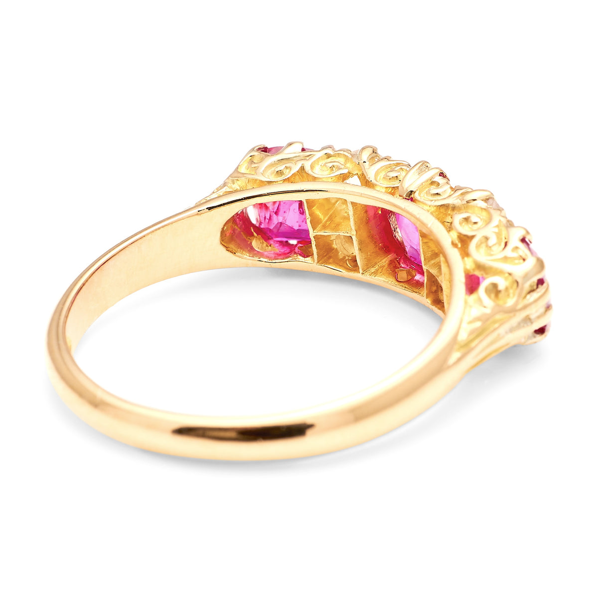 Antique, Edwardian Burmese ruby & diamond three-stone ring
