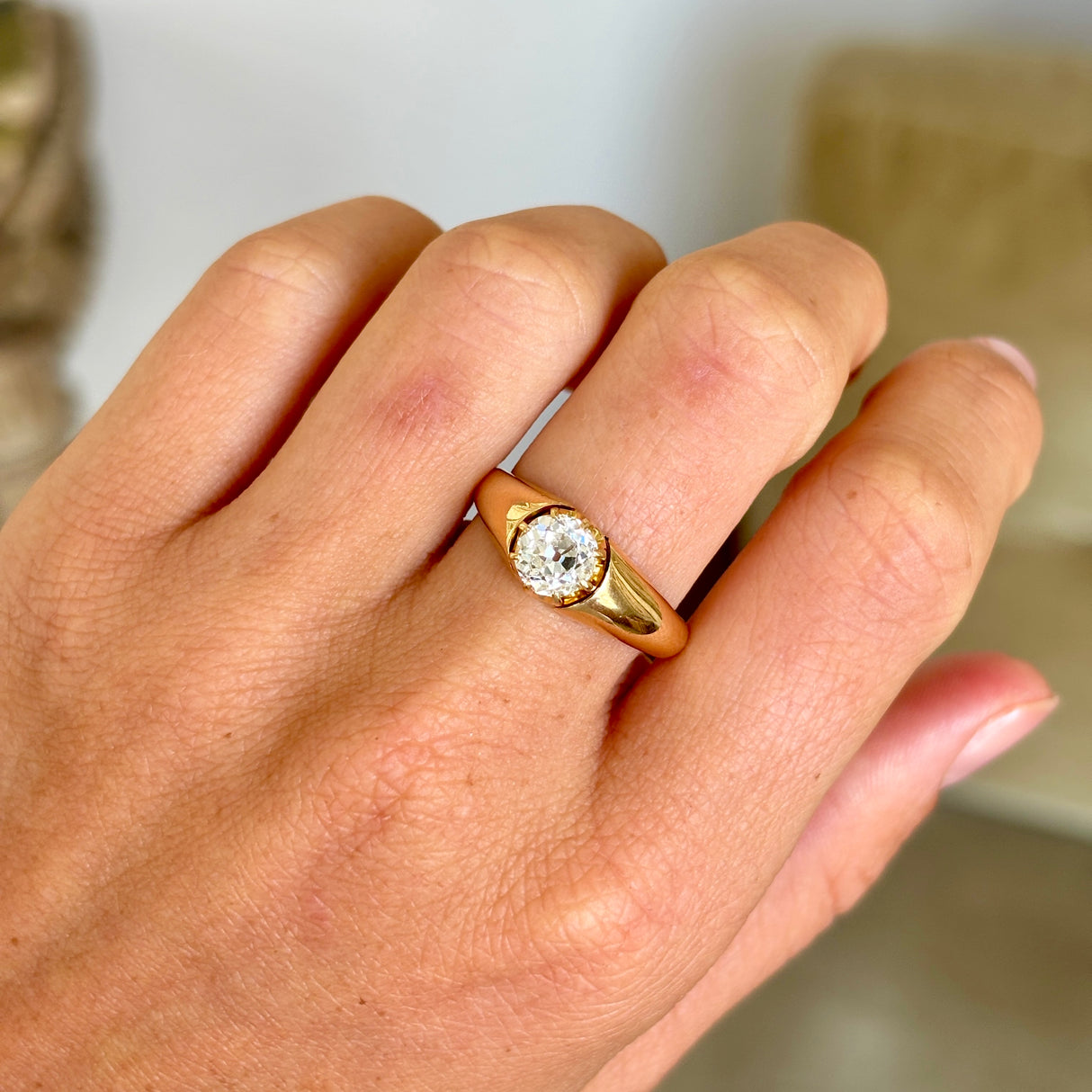 Antique, Victorian solitaire old cut diamond ring