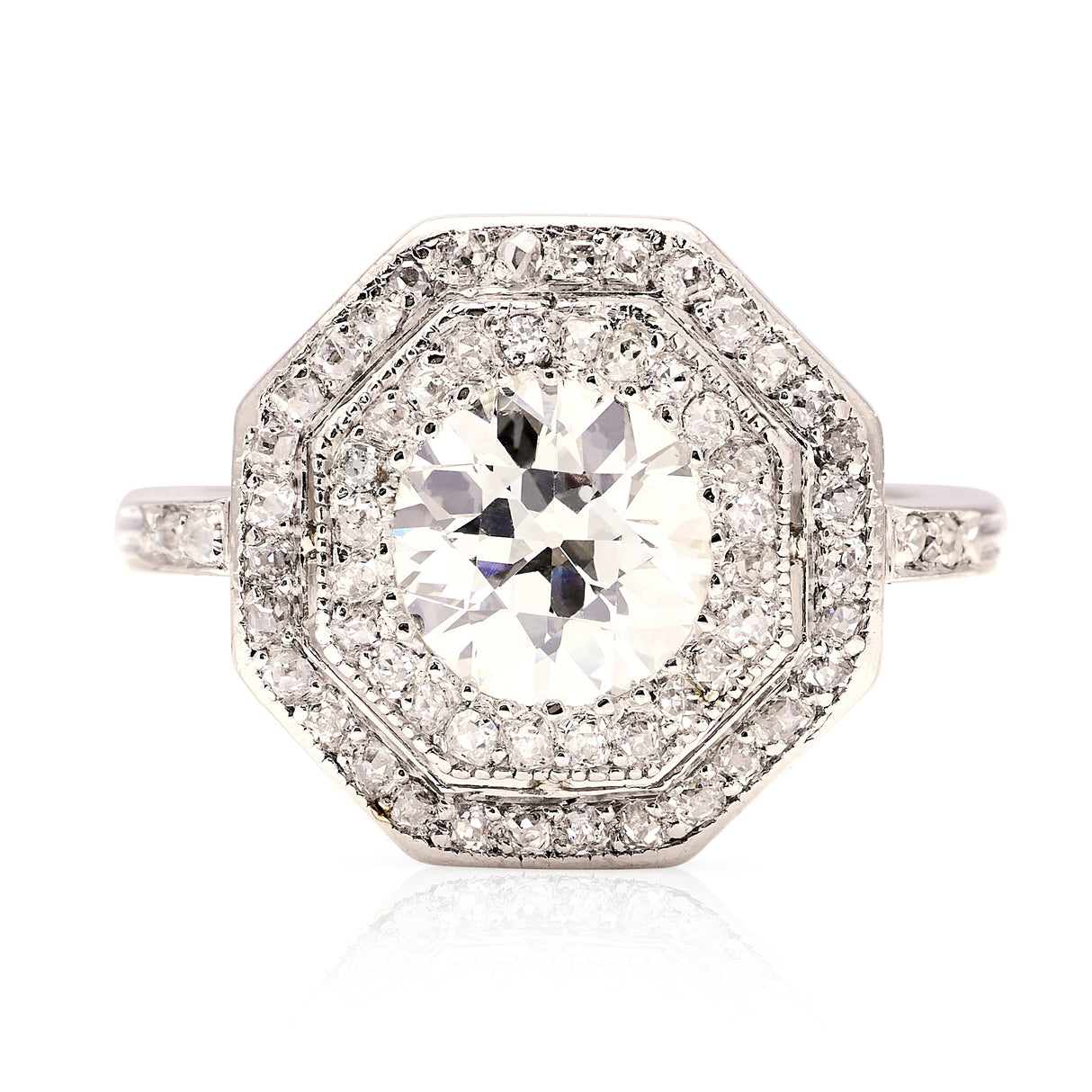 Vintage, Art Deco hexagonal diamond cluster ring