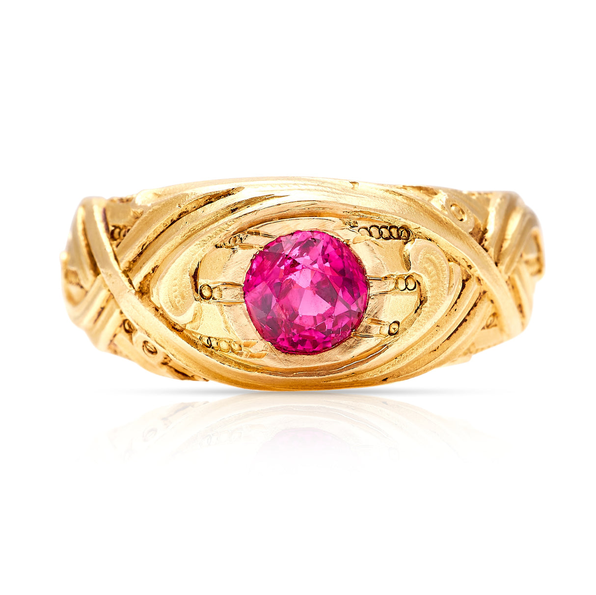 Antique, Art Nouveau Burmese ruby single-stone ring