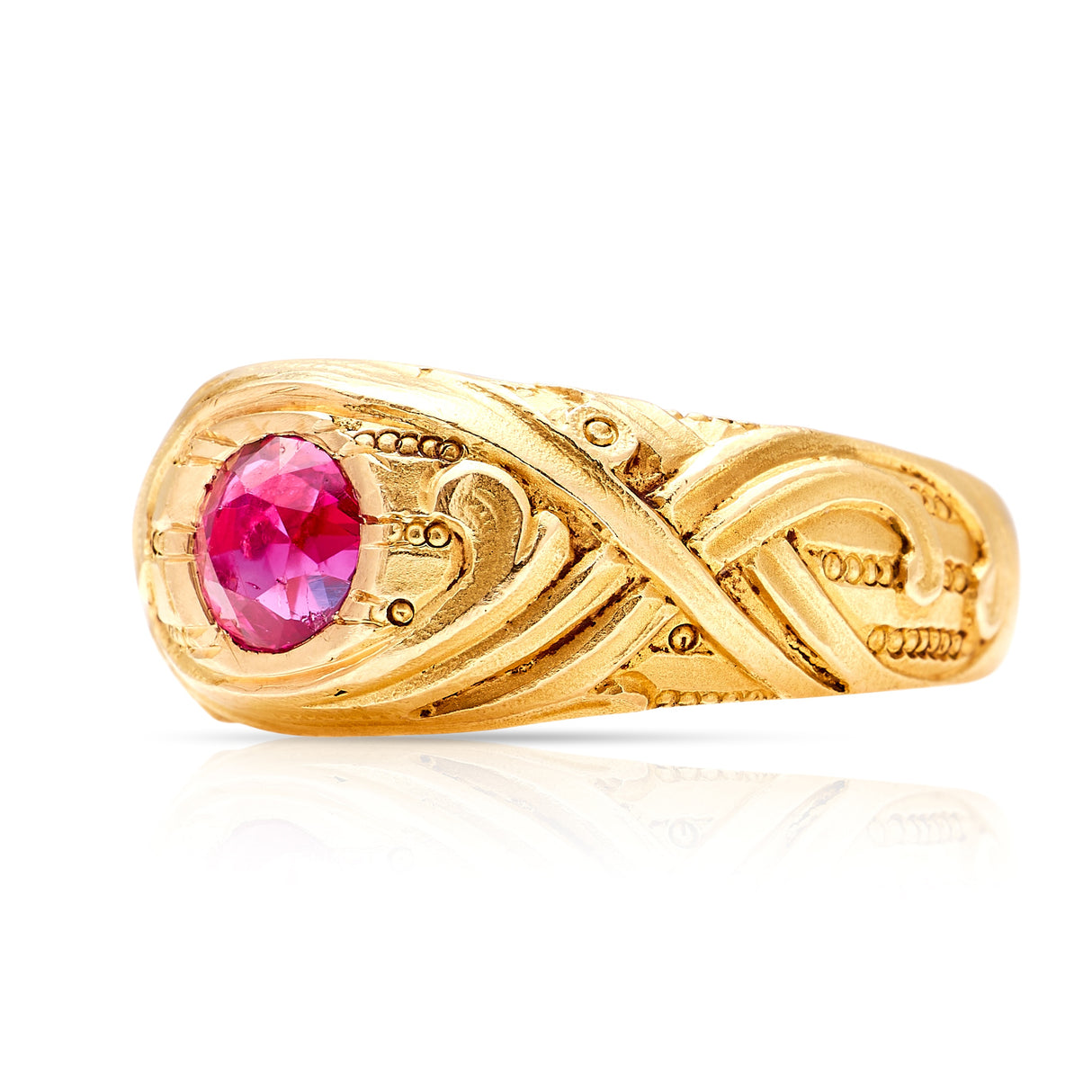 Antique, Art Nouveau Burmese ruby single-stone ring