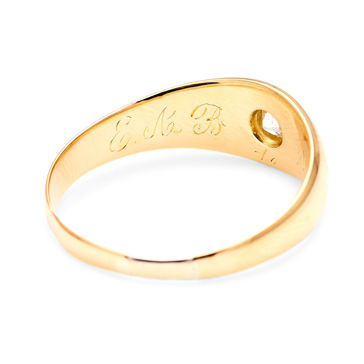 Antique, Victorian diamond solitaire gypsy ring