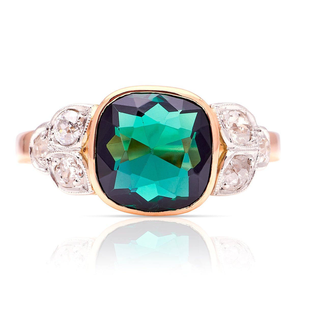 Vintage, 1940s tourmaline & diamond ring