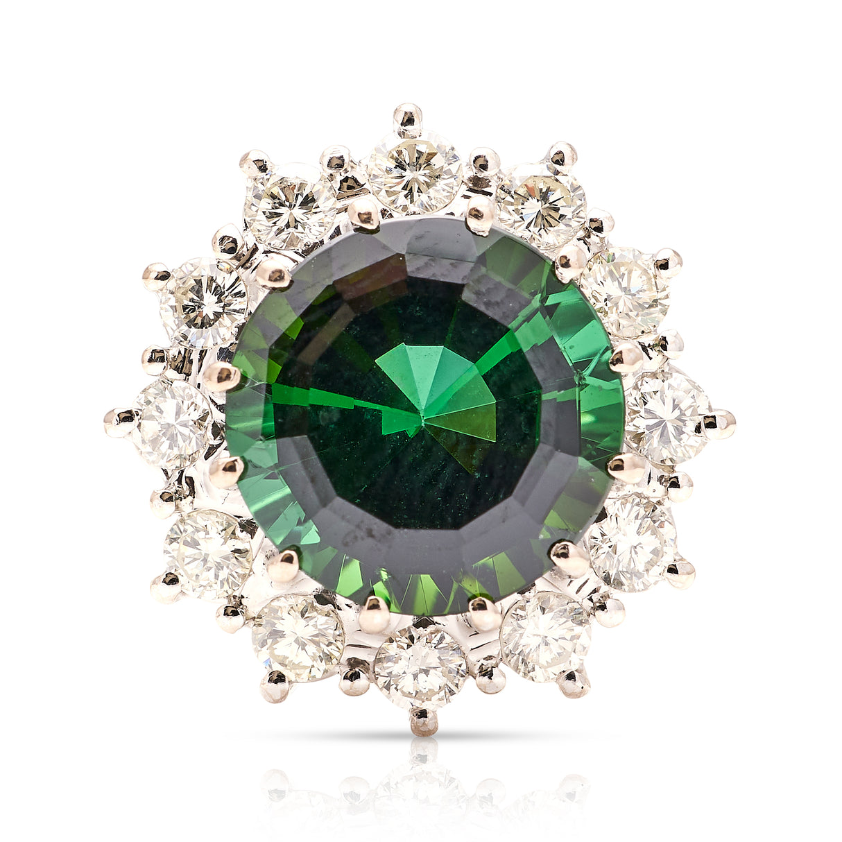 Vintage, 1970s tourmaline & diamond cluster cocktail ring