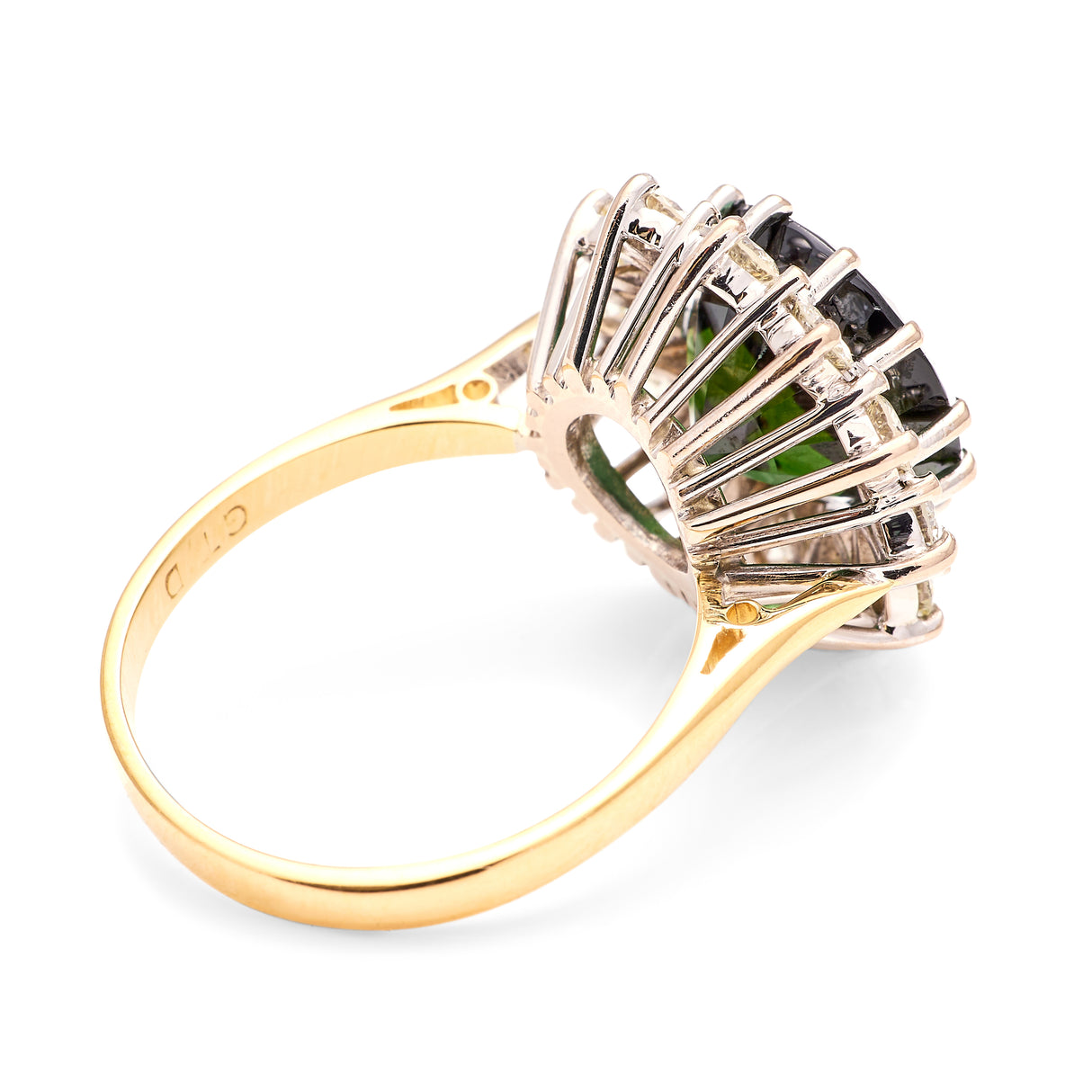 Vintage, 1970s tourmaline & diamond cluster cocktail ring