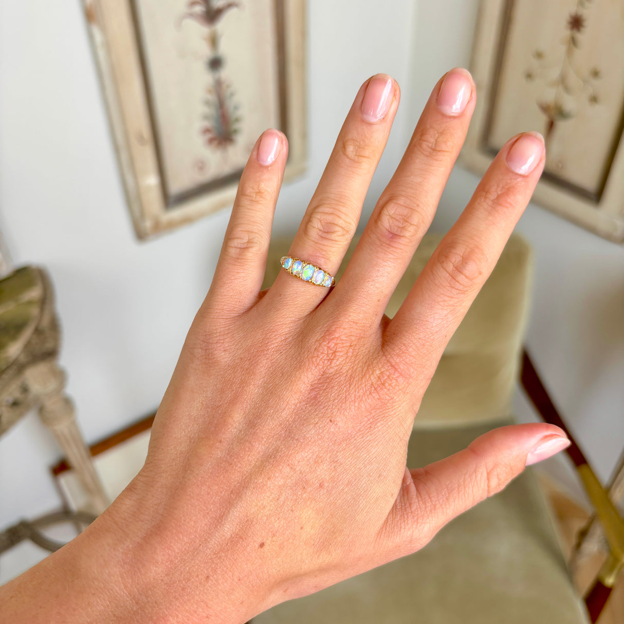 Antique, Edwardian five-stone opal ring