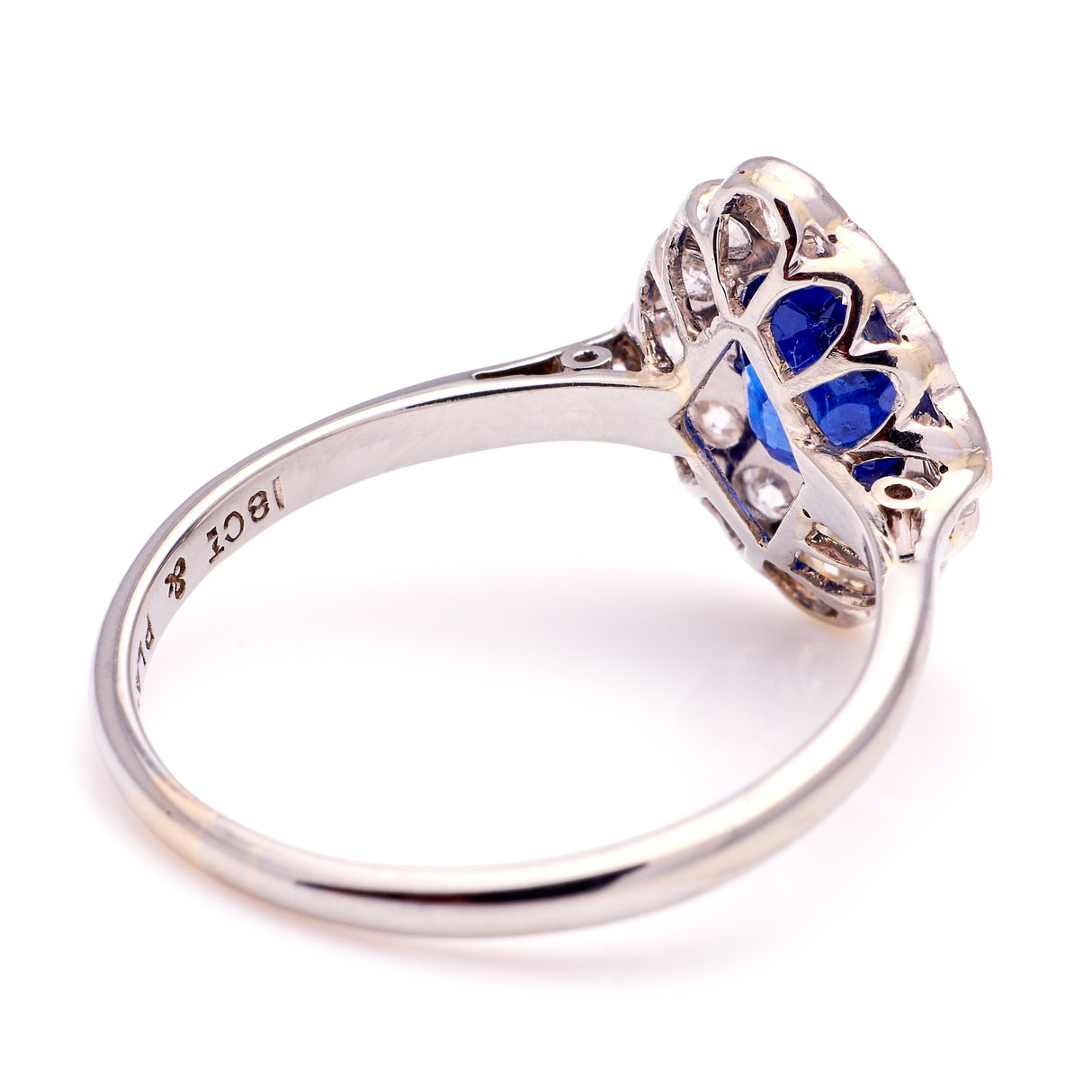 Antique Edwardian sapphire & diamond kite-shaped cluster ring