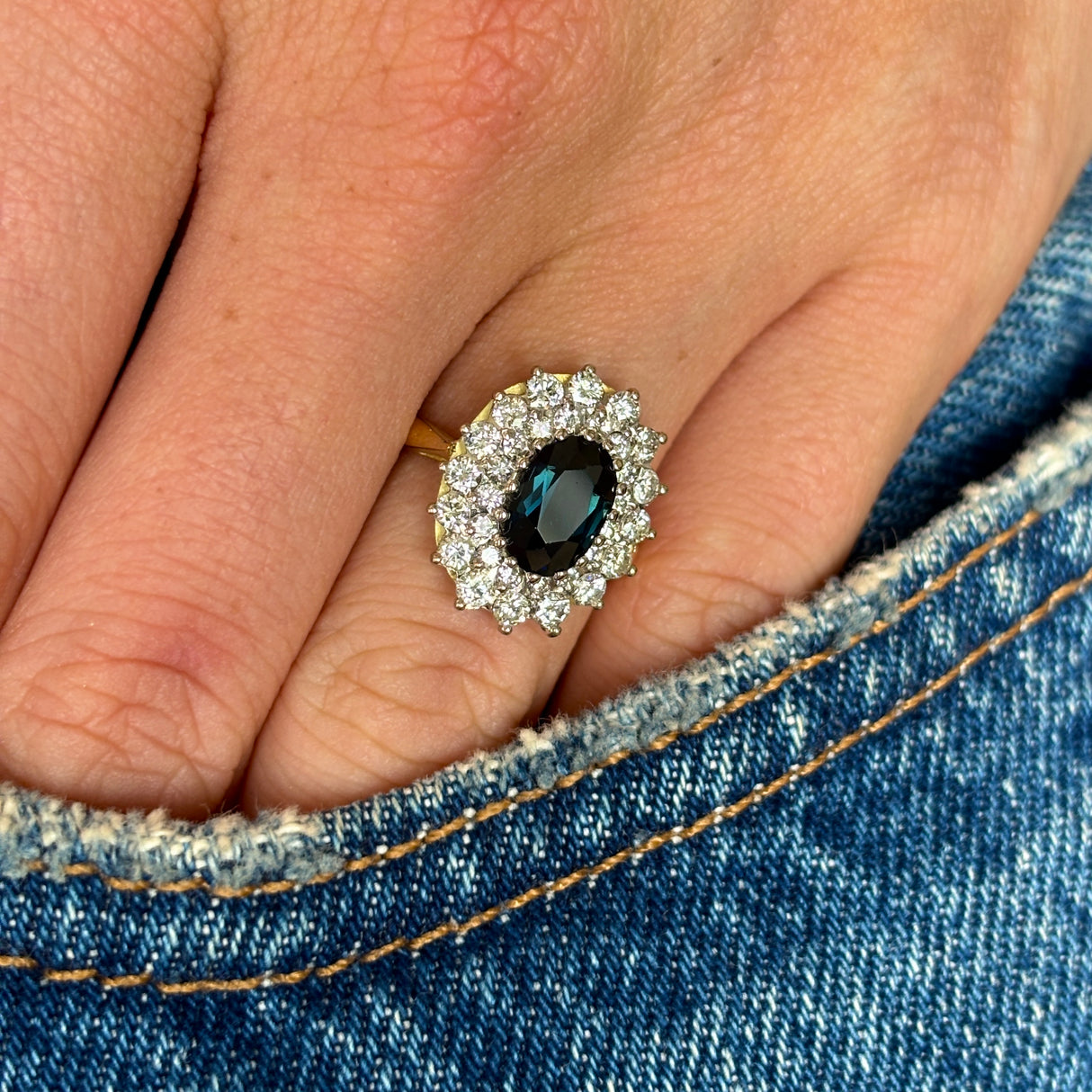 Vintage, 1950s sapphire & diamond cluster ring