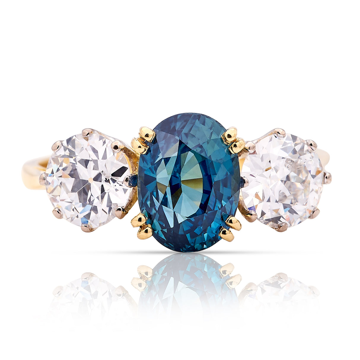 Vintage, 1980s sapphire & diamond three-stone ring