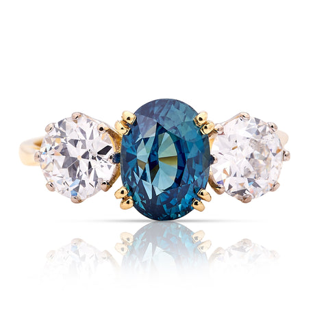 Vintage, 1980s sapphire & diamond three-stone ring