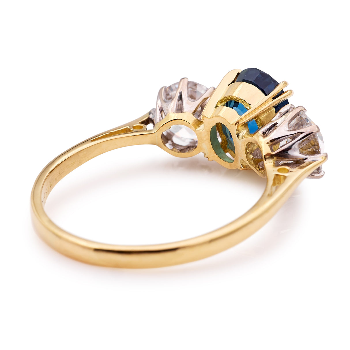 Vintage, 1980s sapphire & diamond three-stone ring