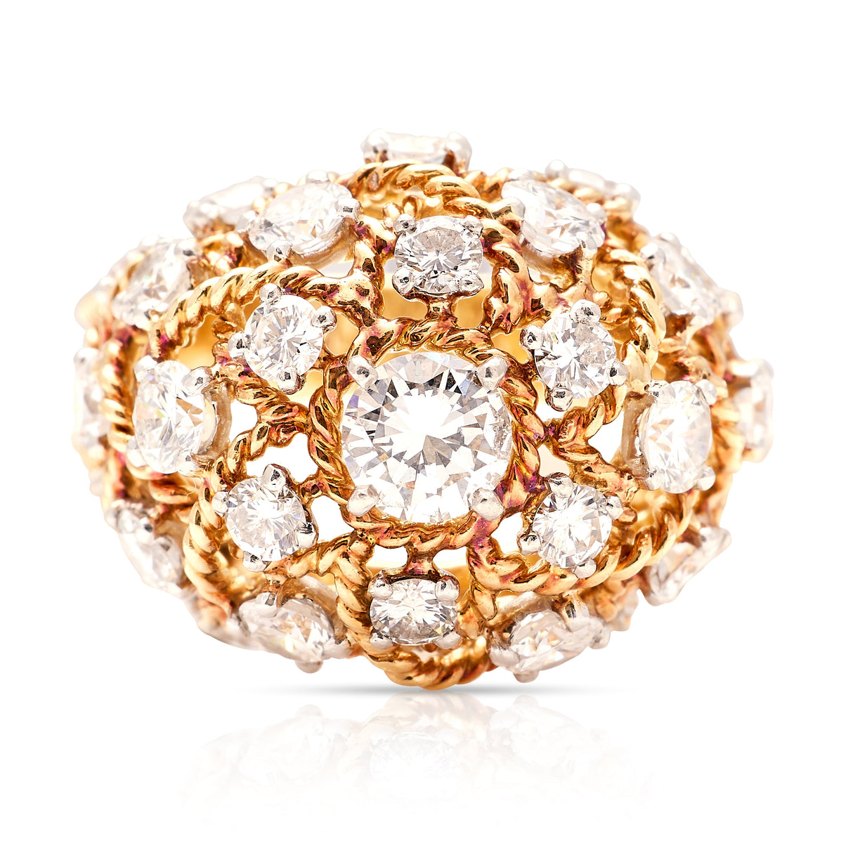 Vintage, 1950s Cartier diamond bombé ring