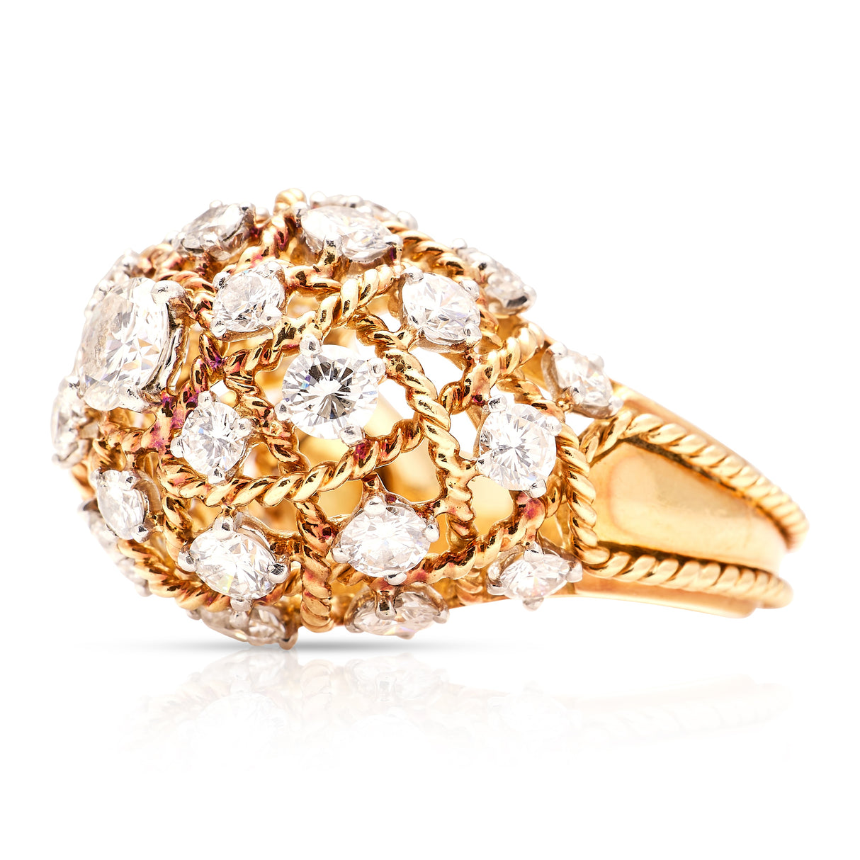 Vintage, 1950s Cartier diamond bombé ring