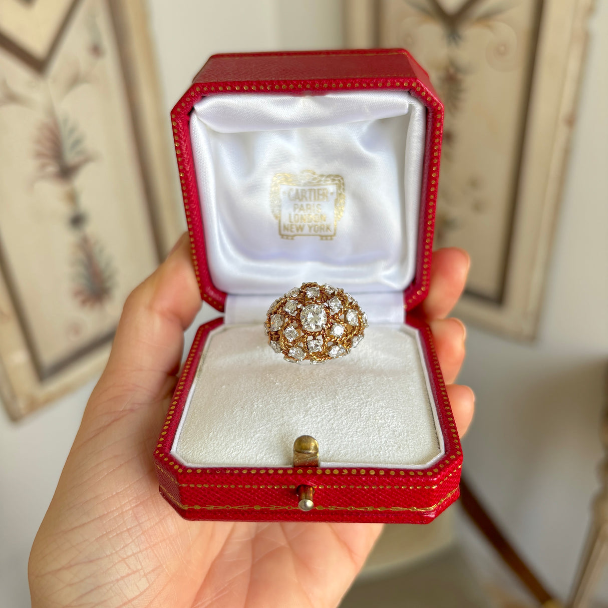 Vintage, 1950s Cartier diamond bombé ring