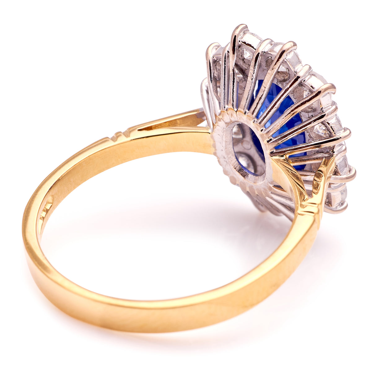 Vintage, 1980s Royal Blue sapphire & diamond cluster ring