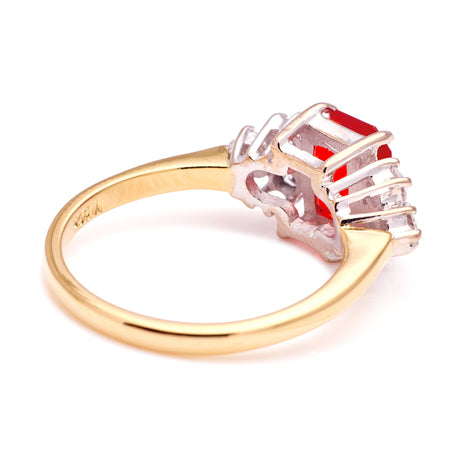 Vintage, 1970s fire opal & diamond ring