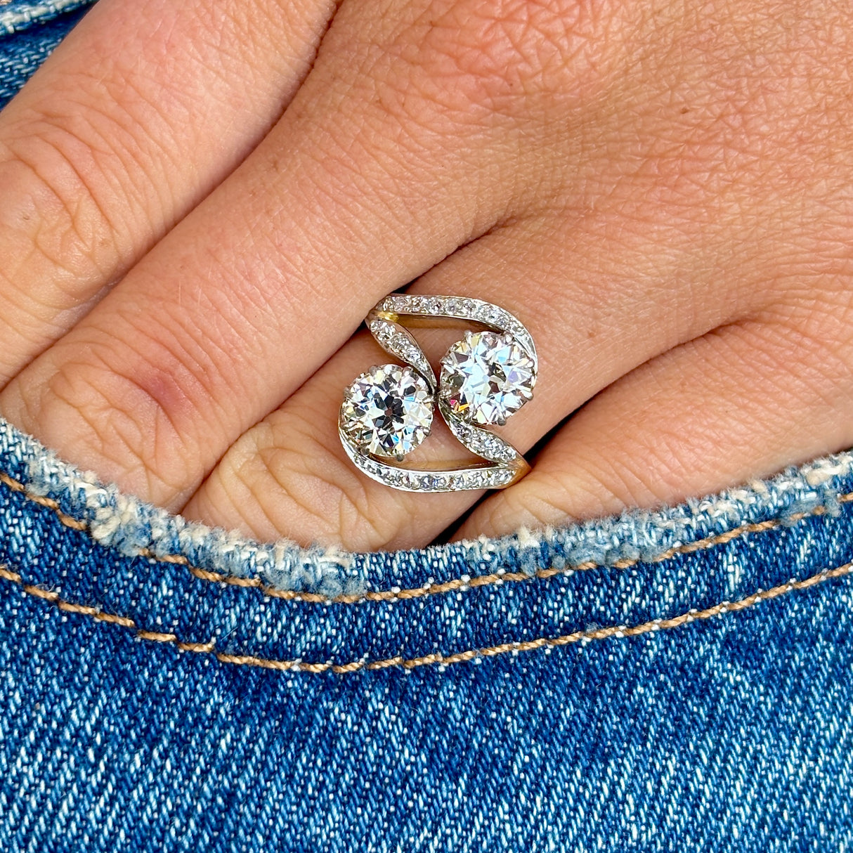 Antique, Belle Époque diamond toi et moi ring