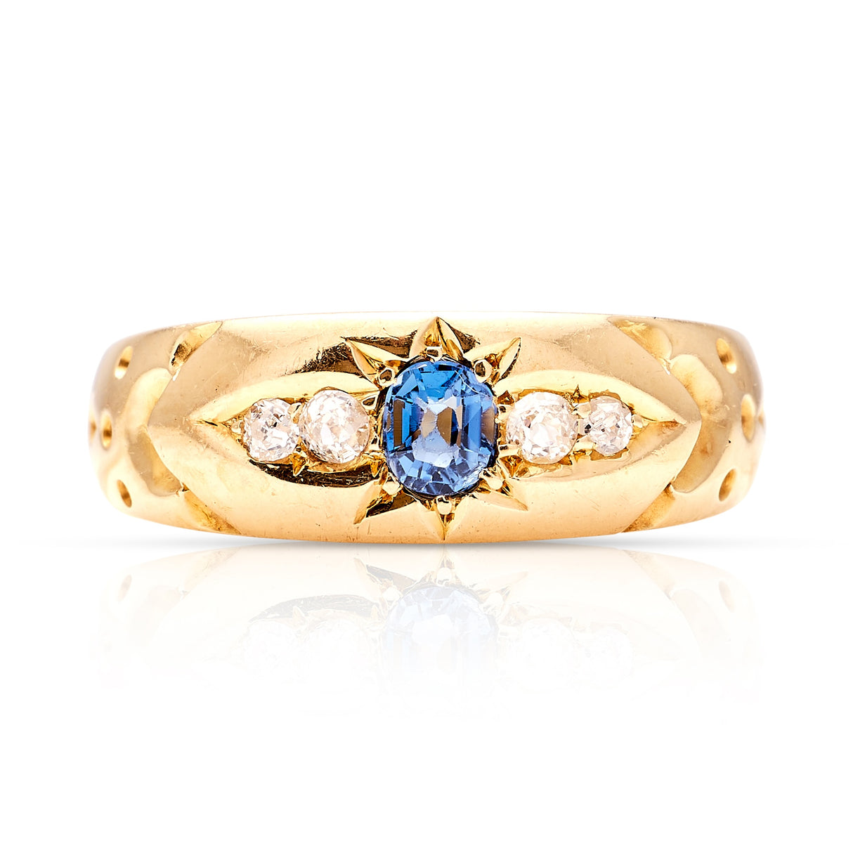 Antique, Late Victorian sapphire & diamond gypsy ring