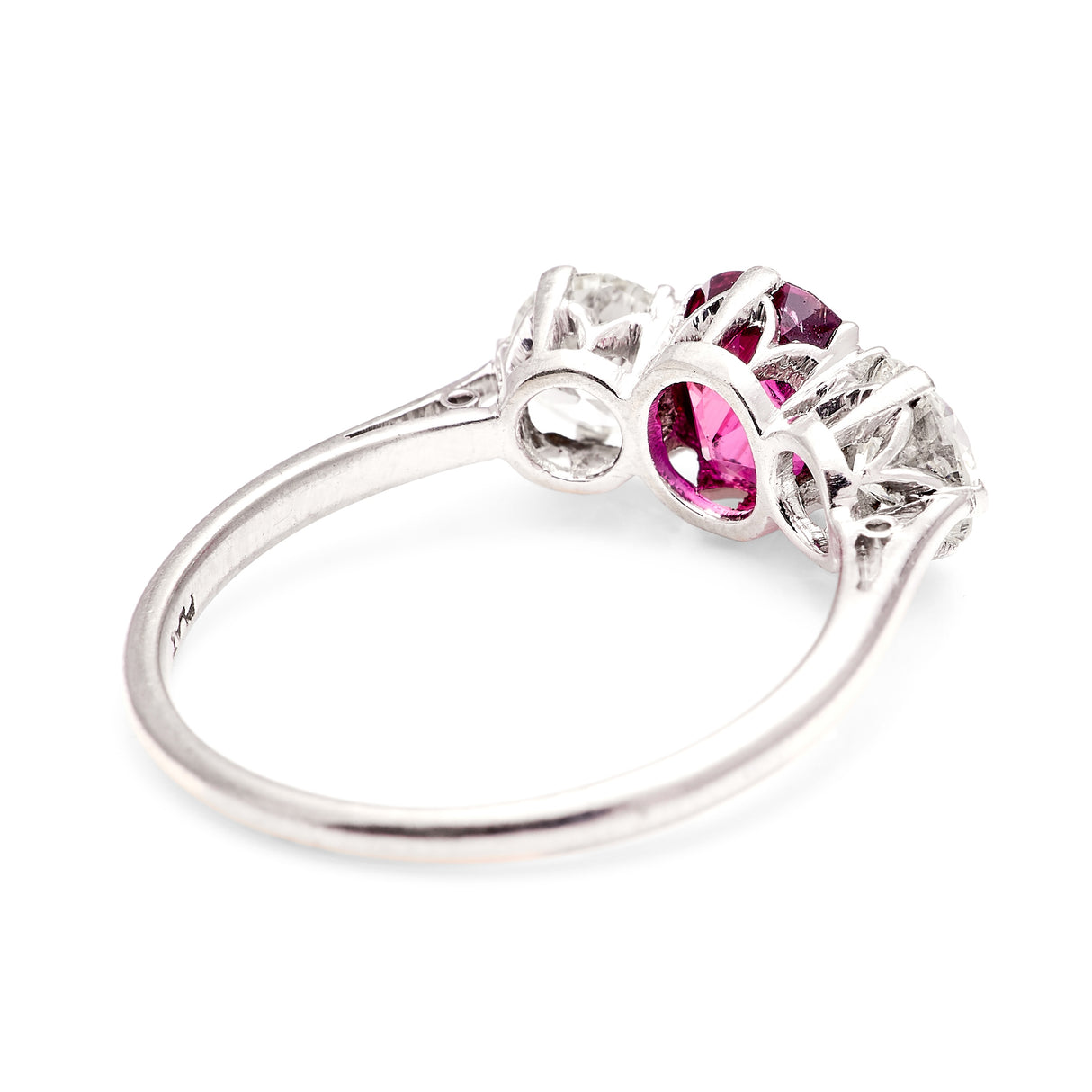 Vintage, 1930s ruby & diamond three-stone ring