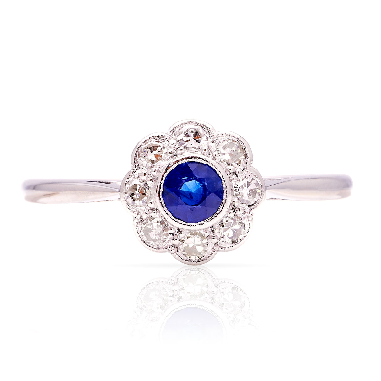 Antique, Edwardian sapphire & diamond cluster ring