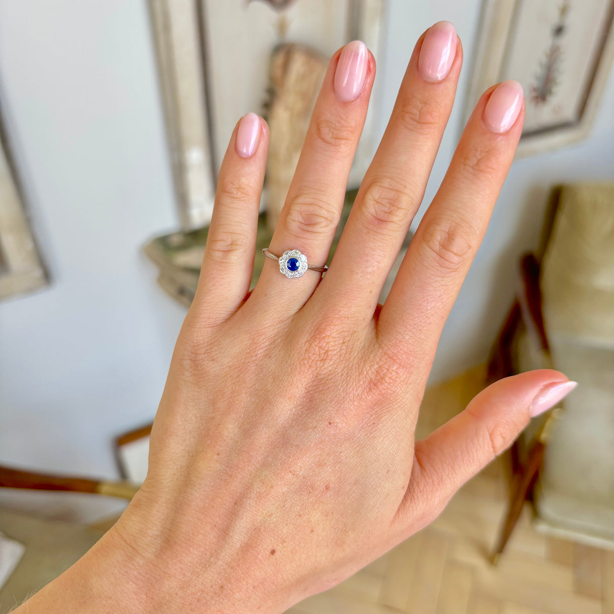 Antique, Edwardian sapphire & diamond cluster ring