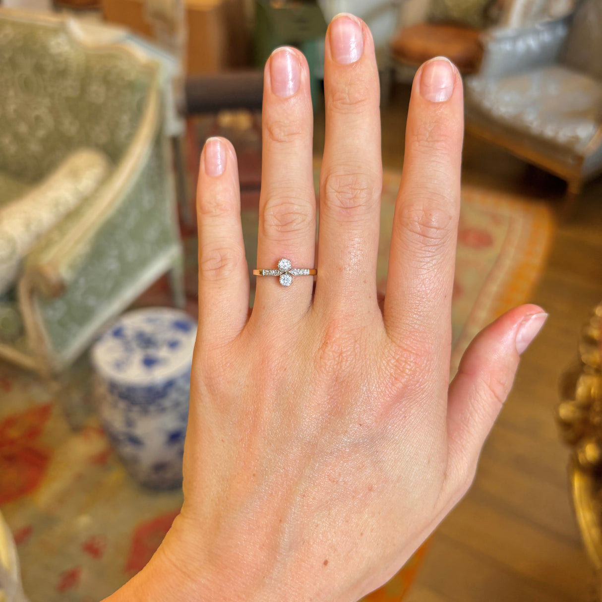 Antique, Edwardian diamond toi et moi ring