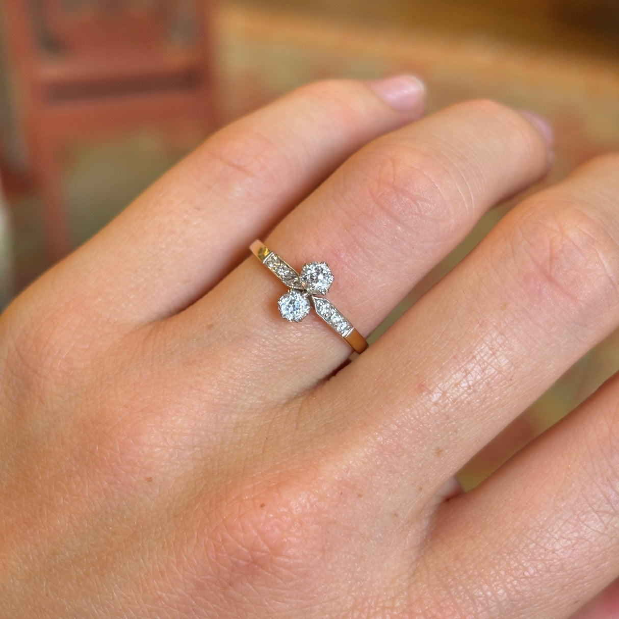 Antique, Edwardian diamond toi et moi ring