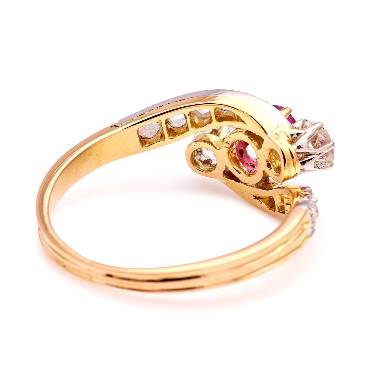 Antique, Belle Époque ruby & diamond twist ring