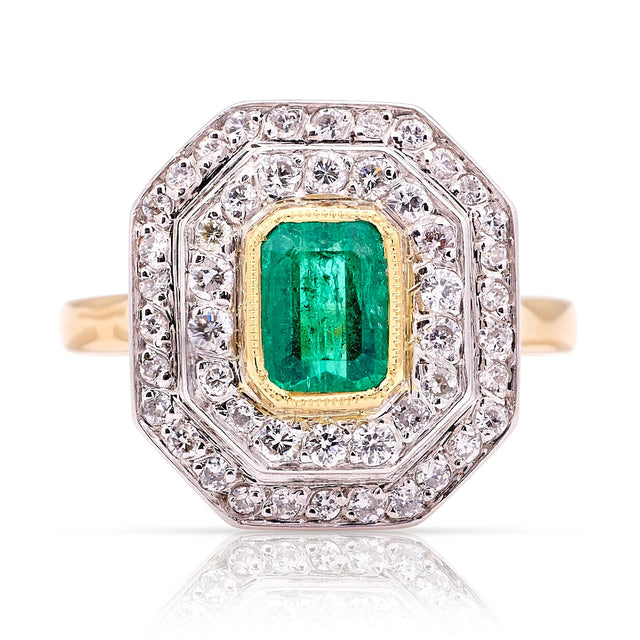 Vintage, 1950s emerald & diamond cluster ring