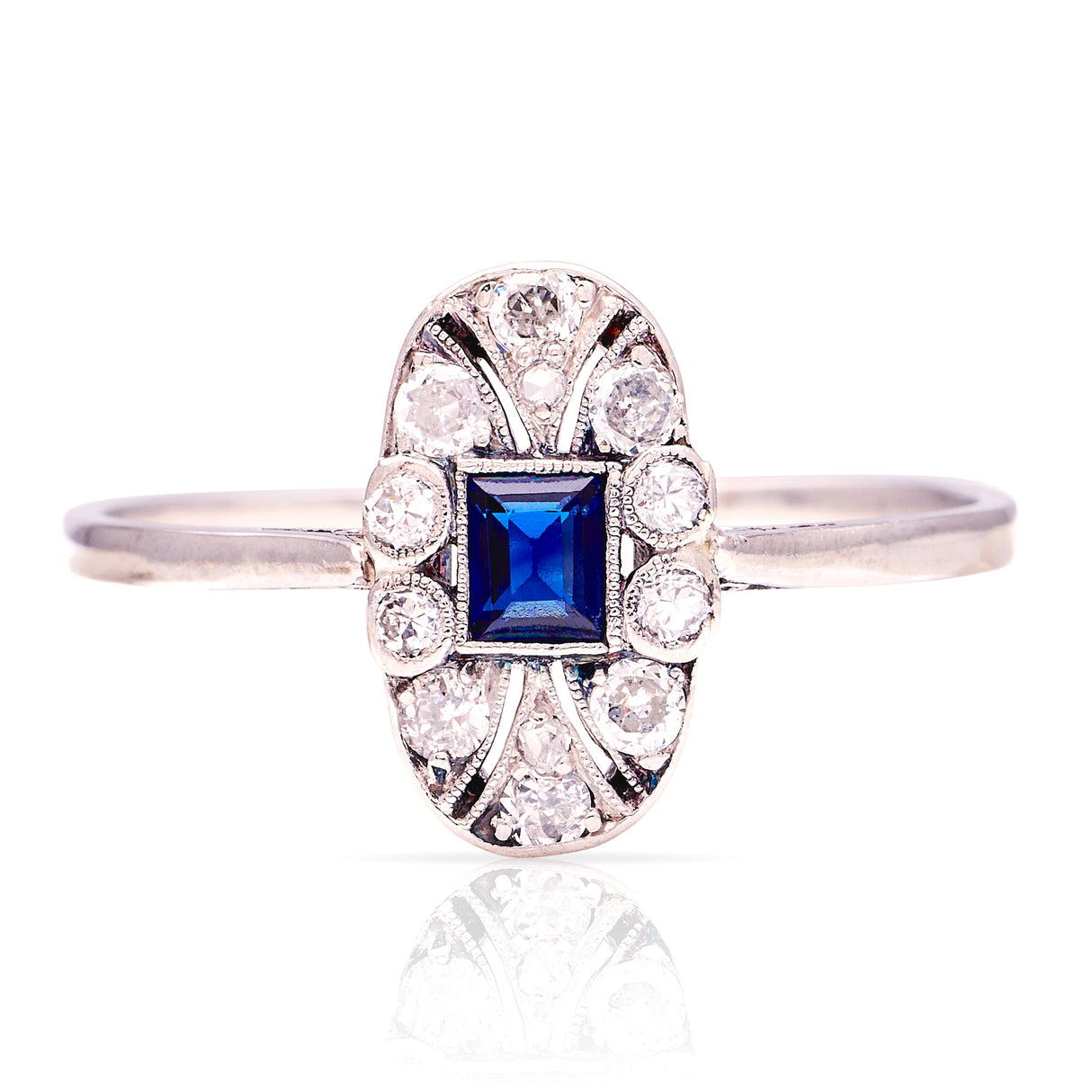 Vintage, Art Deco sapphire & diamond panel ring
