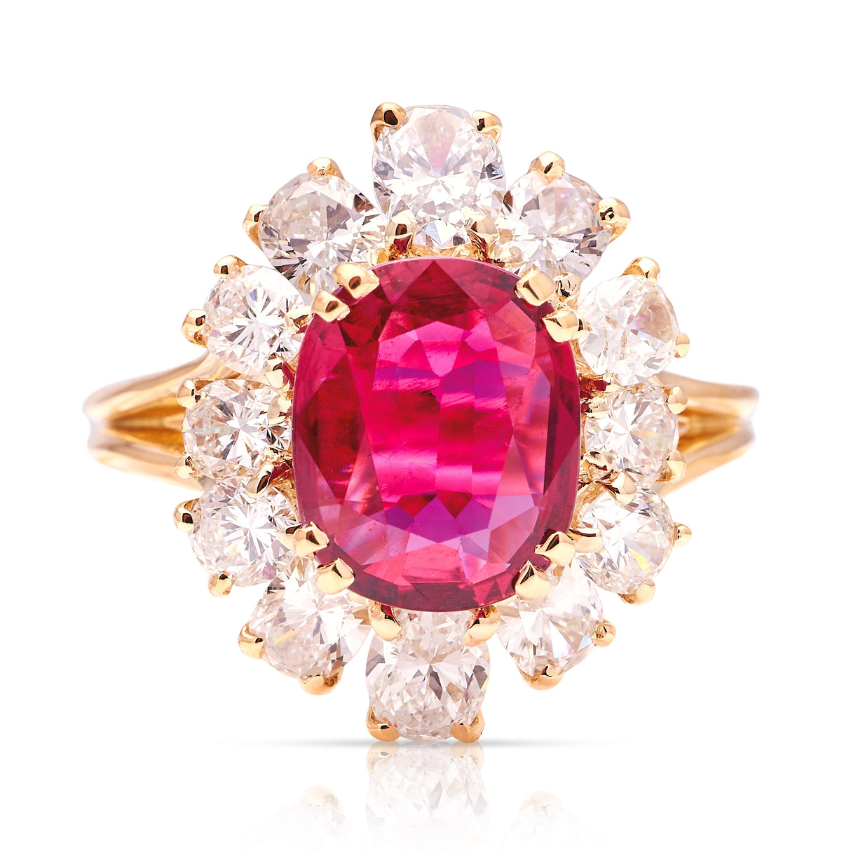 Vintage, 1980s ruby & diamond cluster ring