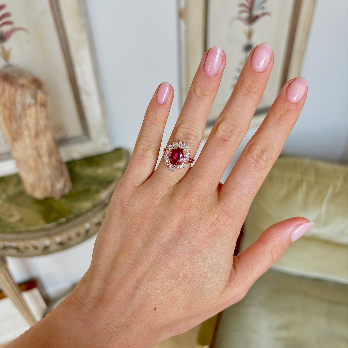 Vintage, 1980s ruby & diamond cluster ring
