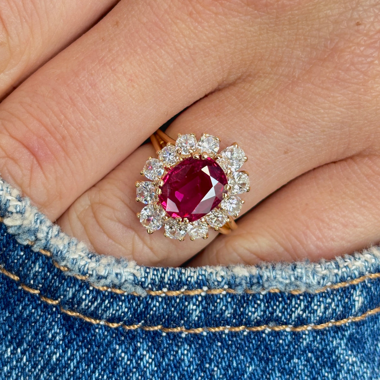 Vintage, 1980s ruby & diamond cluster ring