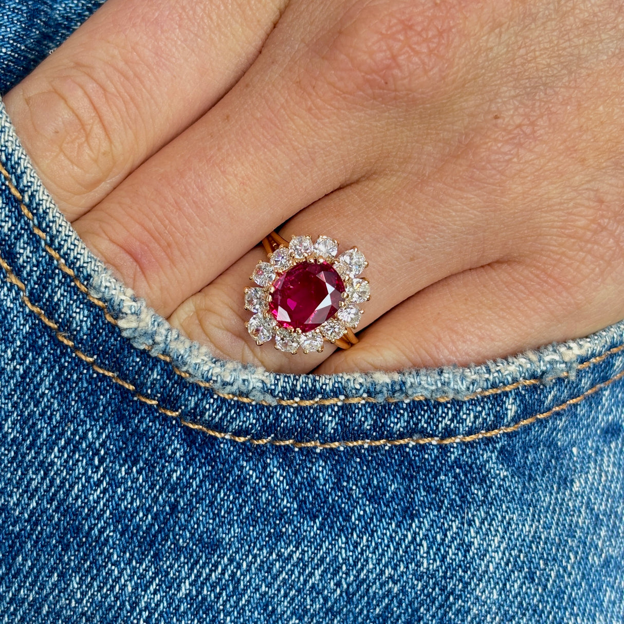Vintage, 1980s ruby & diamond cluster ring