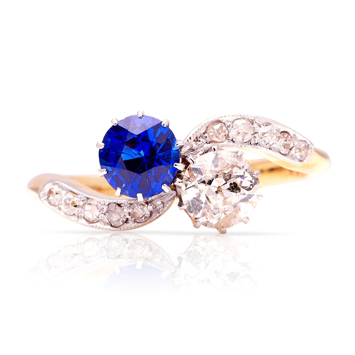 Antique, Edwardian sapphire & diamond toi et moi ring