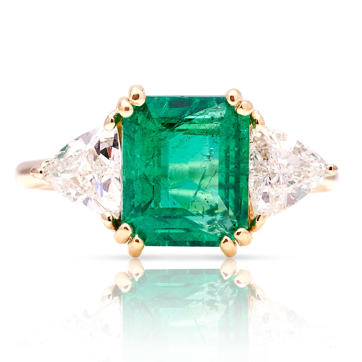 Vintage, 1950s emerald & diamond three-stone ring