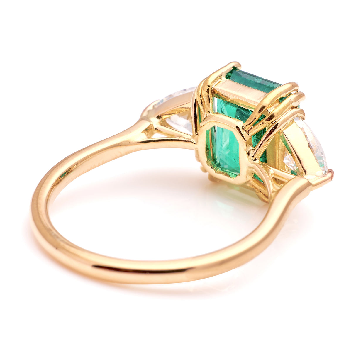 Vintage, 1950s emerald & diamond three-stone ring