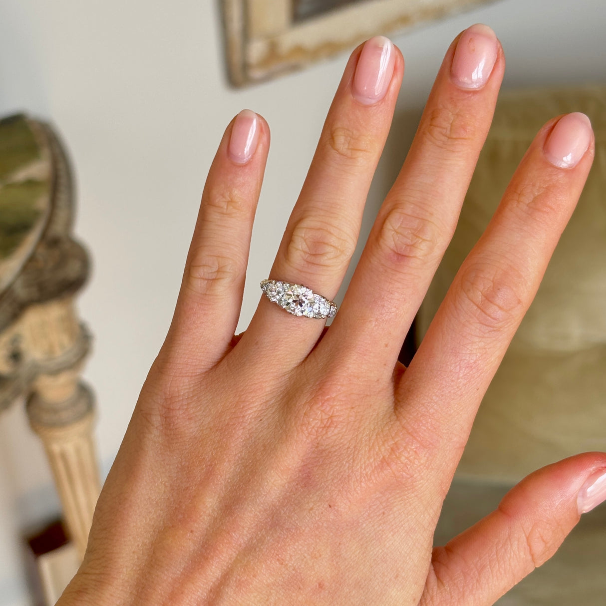 Antique, Victorian three-stone diamond ring