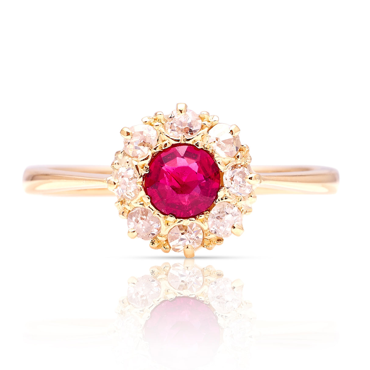 Vintage, 1950s ruby & diamond cluster ring